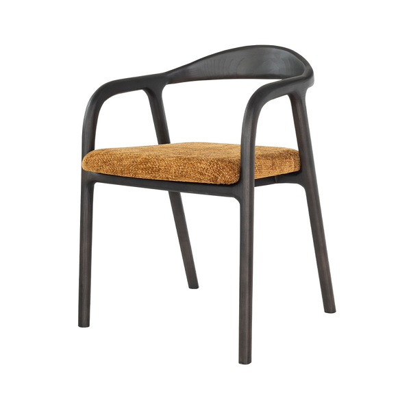 Esszimmerstuhl mit Holzrahmen und Sitzfläche aus Leder oder Stoff | Modell ELMO