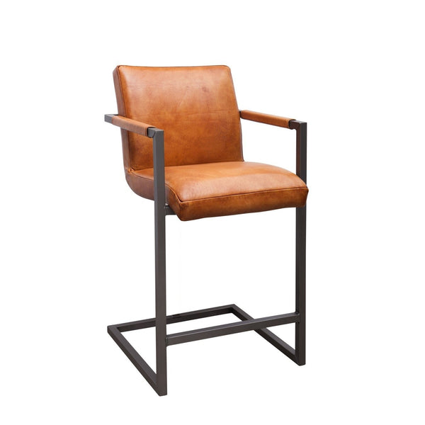 Bar stool with leather backrest | Model FLEET 65