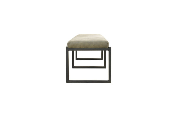 Eingangs-Garderobenbank Sitzbank aus Büffelleder oder Stoff mit Stahlrahmen | Modell SABI