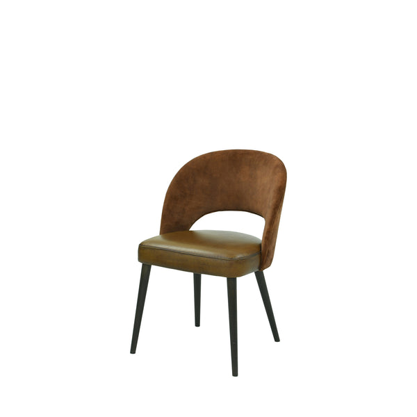 Heller Stuhl aus Material und Leder ✔ DIXY-Modell