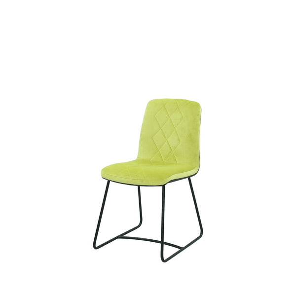 Schlanker Stuhl ohne Armlehnen aus Stoff oder Lederbezug  |  Modell DEZ