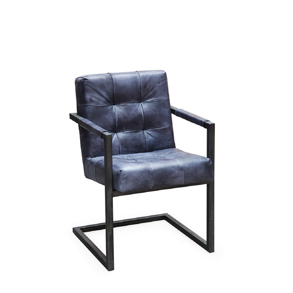 Freischwinger Stuhl aus Büffelleder und Stahl | Modell BADSAAL