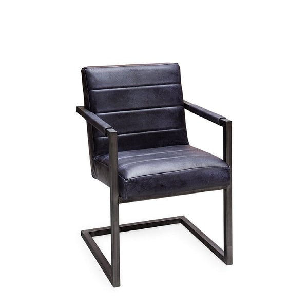 Freischwinger Stuhl aus Büffelleder und Stahl | Modell BADSAAL 4STARR