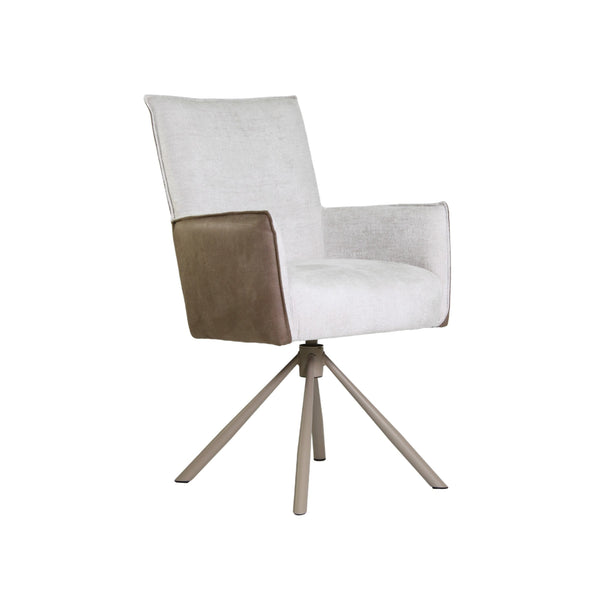 Exklusiver Beige Stuhl aus Büffelleder und Stoffbezug | Modell ZOLA B