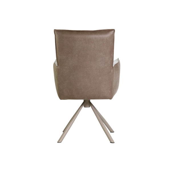 Exklusiver Beige Stuhl aus Büffelleder und Stoffbezug | Modell ZOLA B