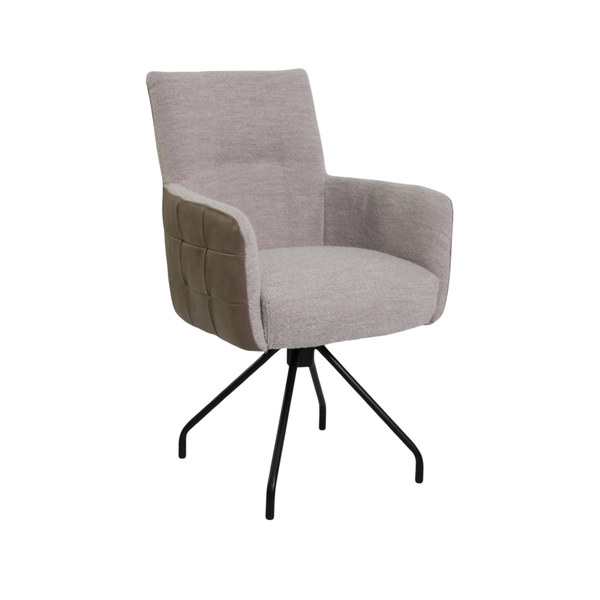 Stuhl aus Bouclé-Material und Naturleder ✔ Modell BLANCA