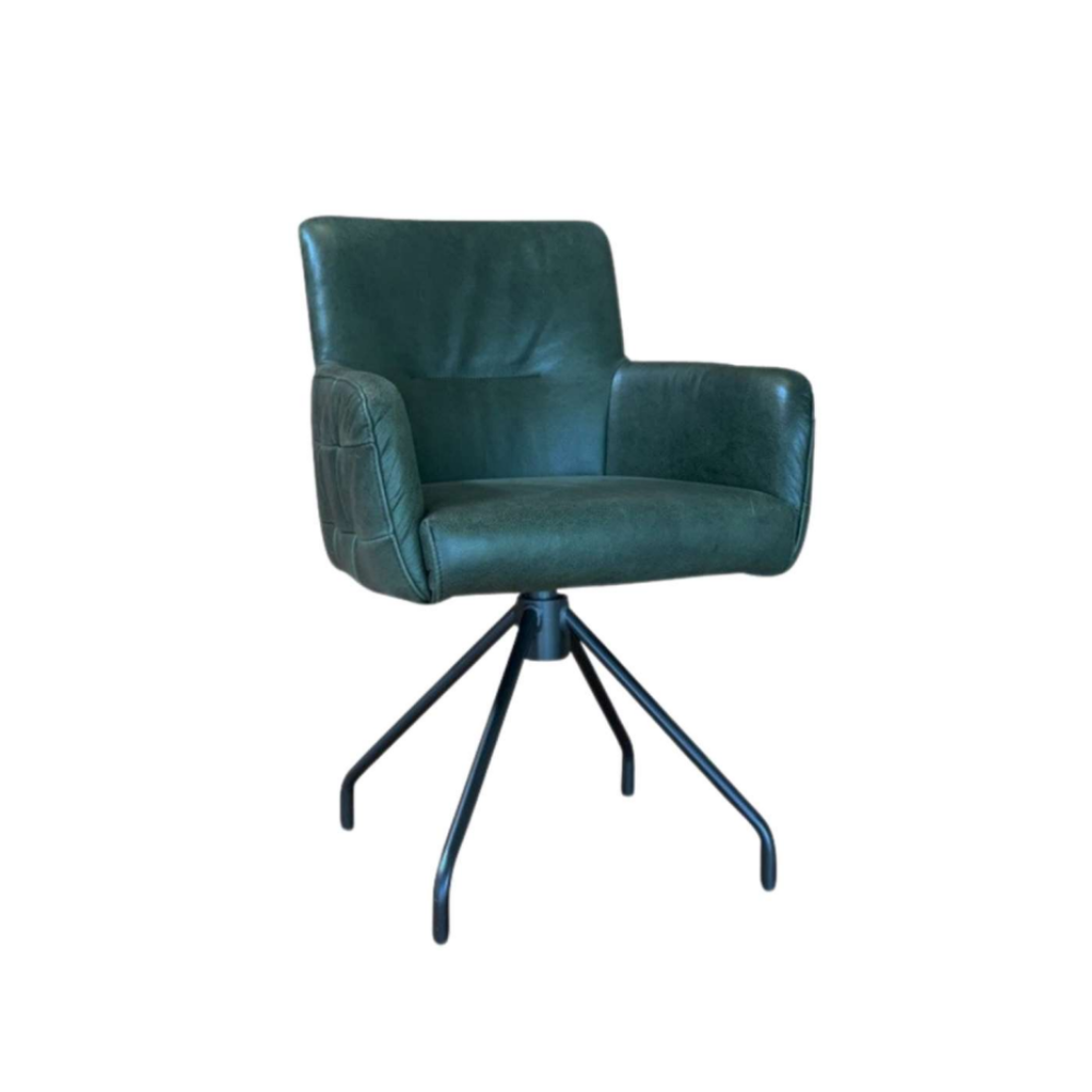 Bequemer Drehbarer Sessel aus Büffelleder und Stahl | Modell GIULIA P