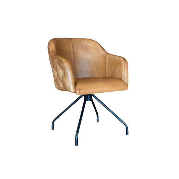 Eleganter drehbarer Wohn- und Esszimmer Sessel aus Büffellelder | Modell AURORA P