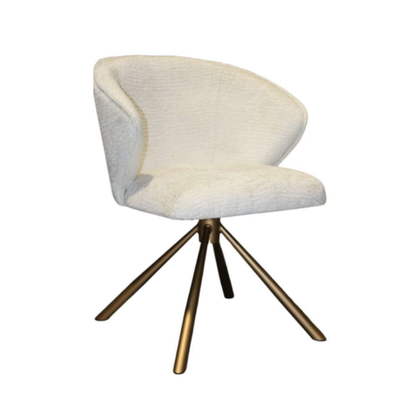Stuhl aus weißem Stoff und Metallbeinen ✔ Modell DEEA