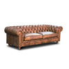 Chesterfield Büffelleder Sofa, 2-Sitzer mit Kissen und Knopf | Modell KNOPF
