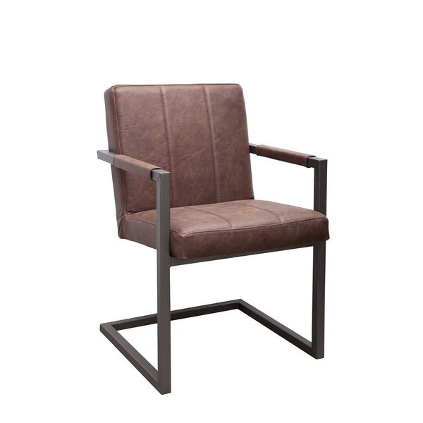 Freischwinger Stuhl mit Armlehnen aus Büffelelder  | Modell FLEET OHIO