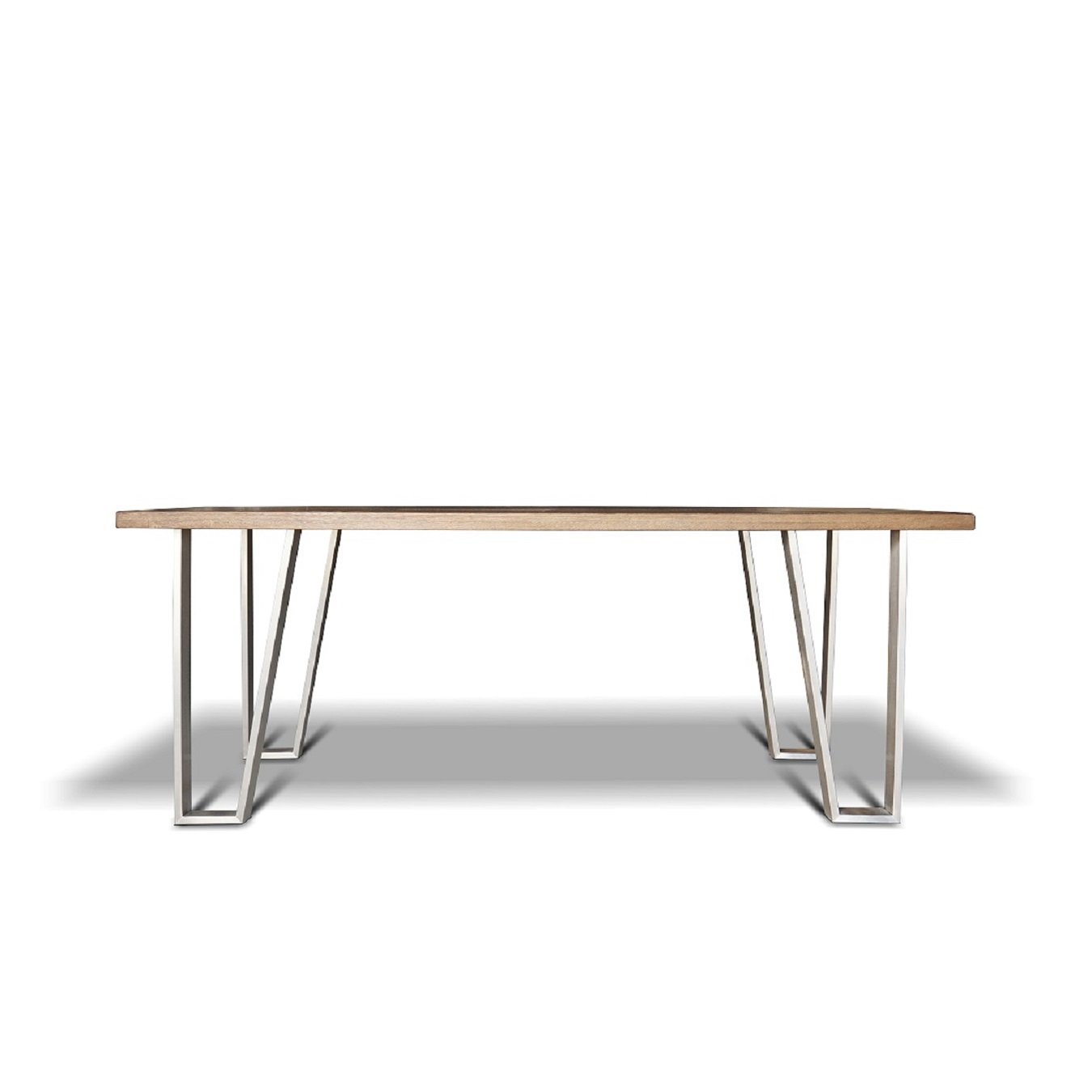 Wohnzimmer Tisch mit Eichenholzplatte und Inox-Beinen |  Modell HARPER INOX