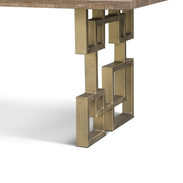 Moderner Wohnzimmer Tisch mit Eichenholzplatte und Stahlbeinen in Gold | Modell HUDSON XXXLutz