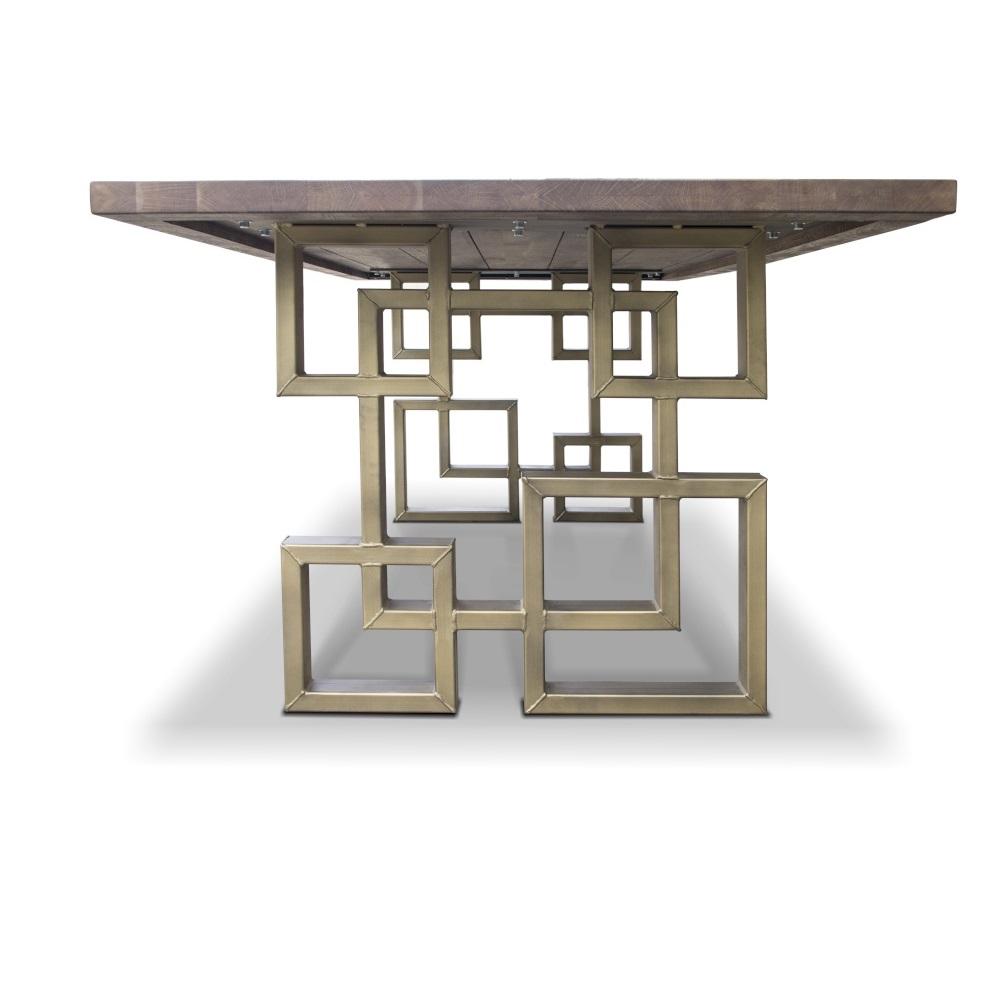 Moderner Wohnzimmer Tisch mit Eichenholzplatte und Stahlbeinen in Gold | Modell HUDSON XXXLutz