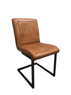 Leder Schwingstuhl ohne Armlehne  Cognac Farbe Stahl Struktur