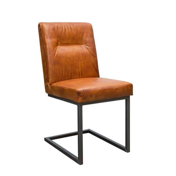Freischwinger Stuhl ohne Armlehne aus Büffelleder | Modell INDU DUPO A