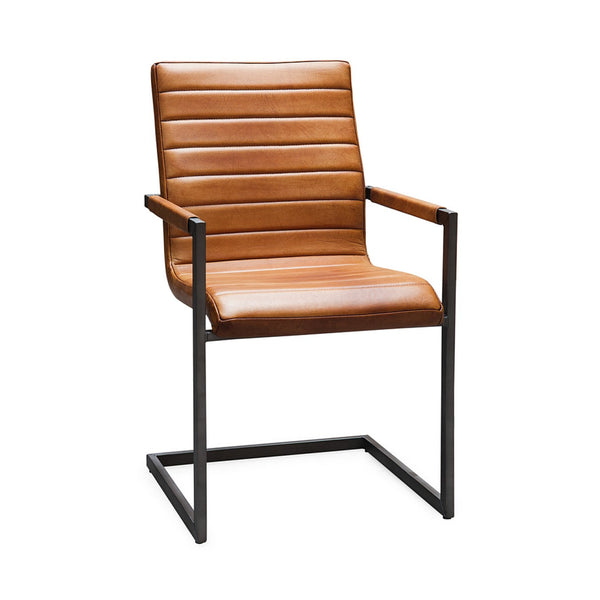 Freischwinger Stuhl für Wohn- und Esszimmer aus Büffelelder und Stahl | Modell INDU WAVE