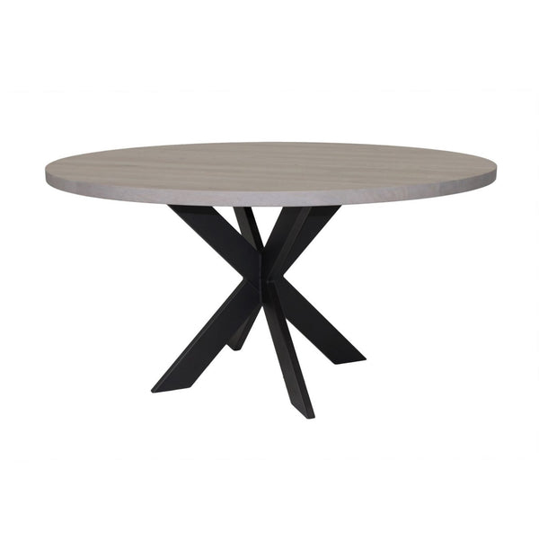 Dining table round metal and oak TERRA LUDWIG