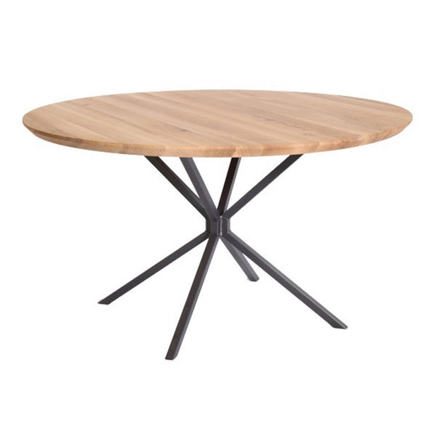 Dining table round metal and oak HOME 24 CERI