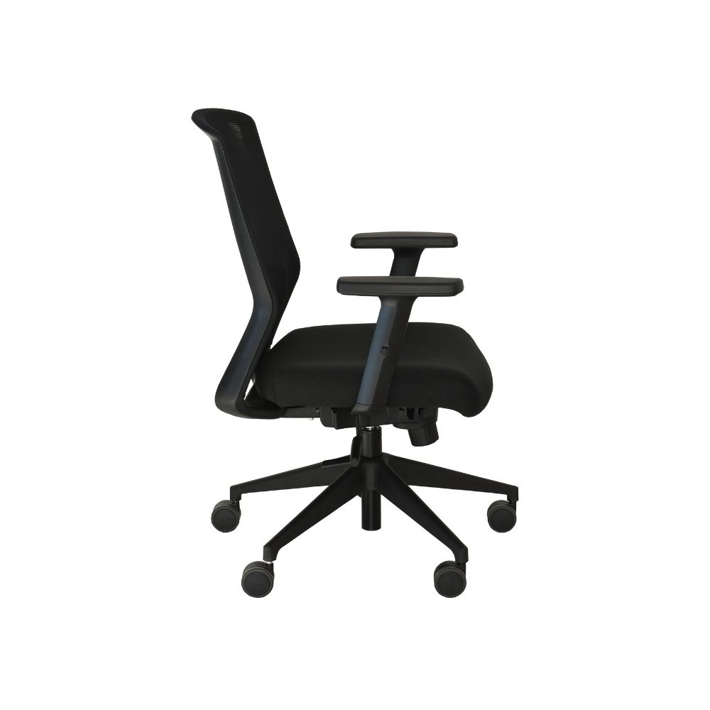 Bürostuhl aus  Stoff- oder Ledersitz mit Mesh-Rückenlehne und Plastikgestell | Modell Offnet GH