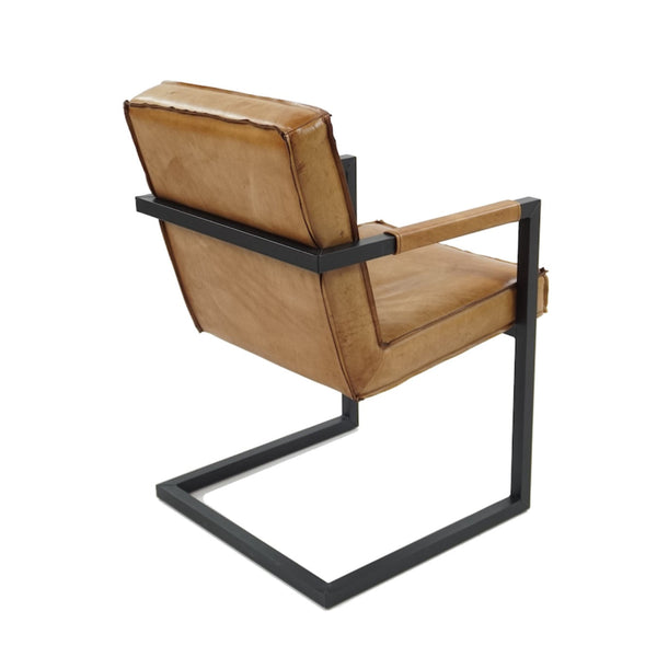 Freischwinger Stuhl aus Büffelleder mit Armlehnen | Modell BADSAAL SHANGHAI