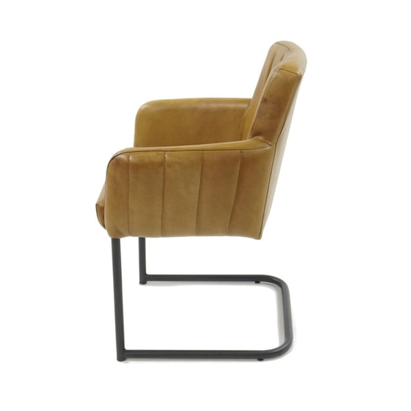 Freischwinger Stuhl aus Büffelleder und Stahl | Modell STEFANO A