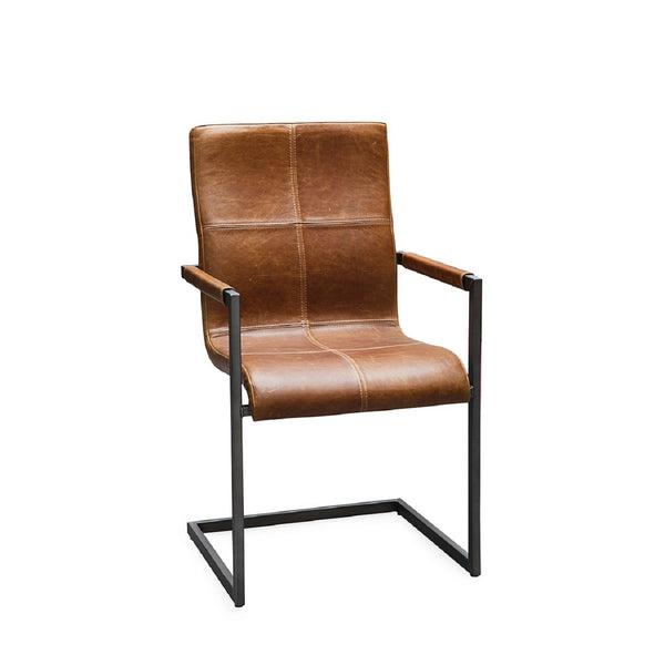 Freischwinger Stuhl mit Armlehne aus Büffelleder | INDUSTUHL QUADRANT