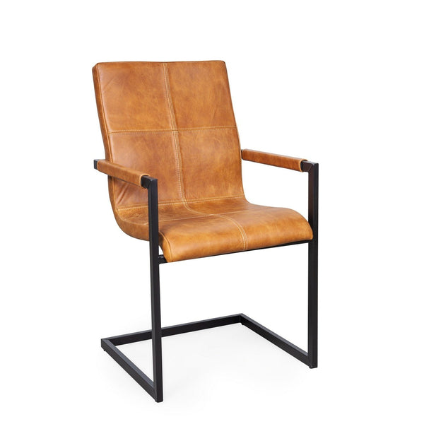 Freischwinger Stuhl mit Armlehne aus Büffelleder | INDUSTUHL QUADRANT
