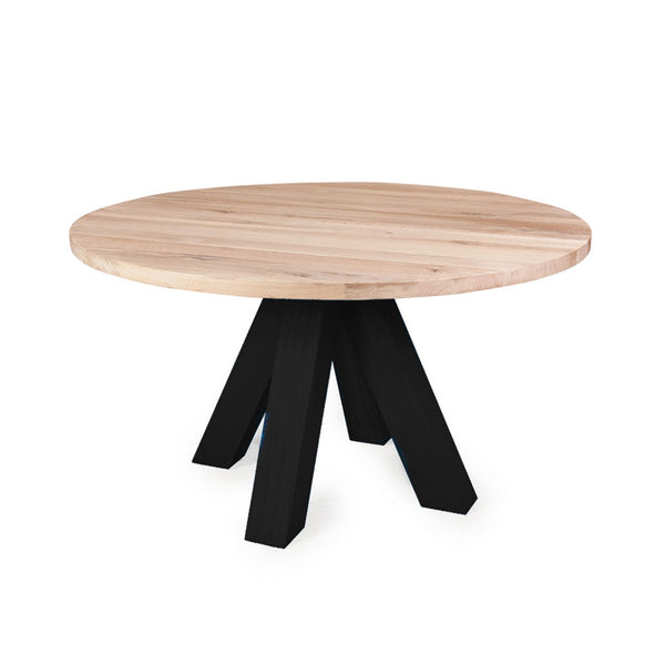 runder Tisch mit Eichenholzplatte