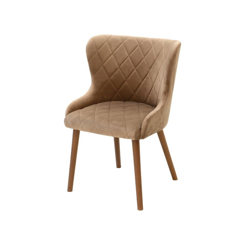 Stuhl aus Stoff oder Leder mit Holzbeinen und Rautenmuster | Modell AMANDA