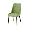 Hellgrüner Stuhl ohne Armlehne aus Stoff/Leder und Holzbeinen | Modell DINING G